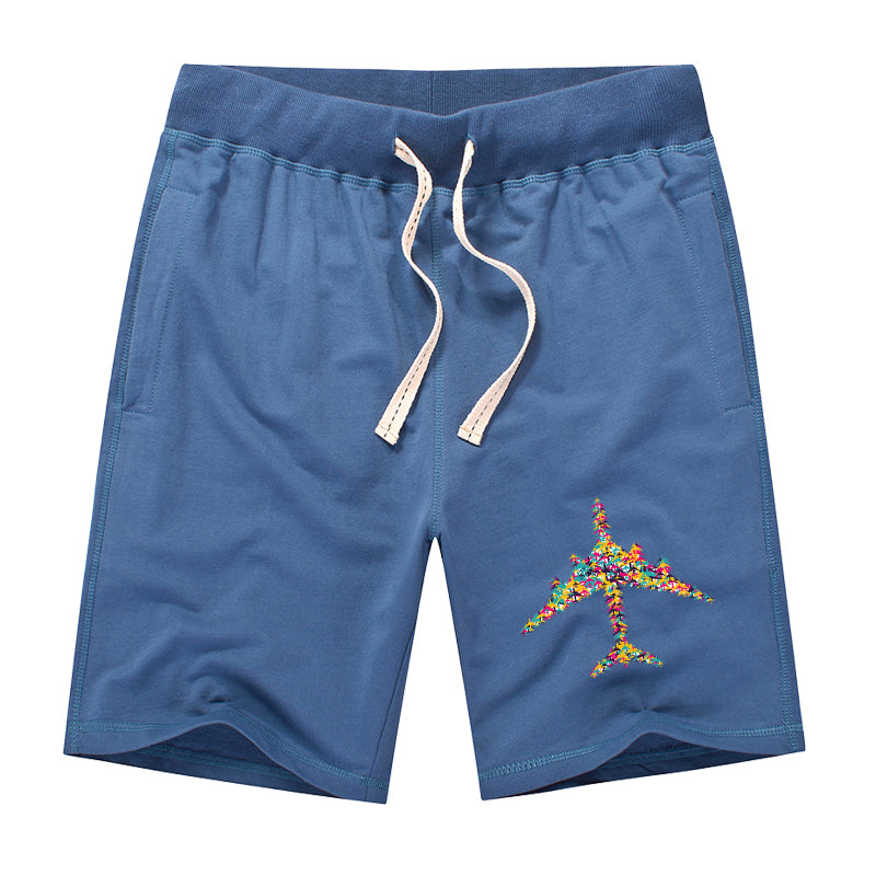 Colourful Airplane Designed Cotton Shorts