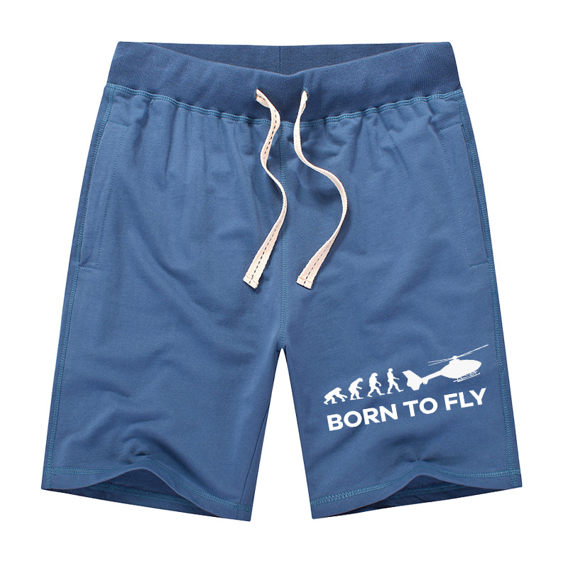 Born To Fly Helicopter Designed Cotton Shorts