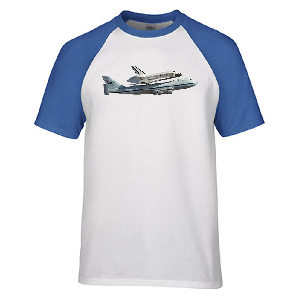 Space shuttle on 747 Designed Raglan T-Shirts