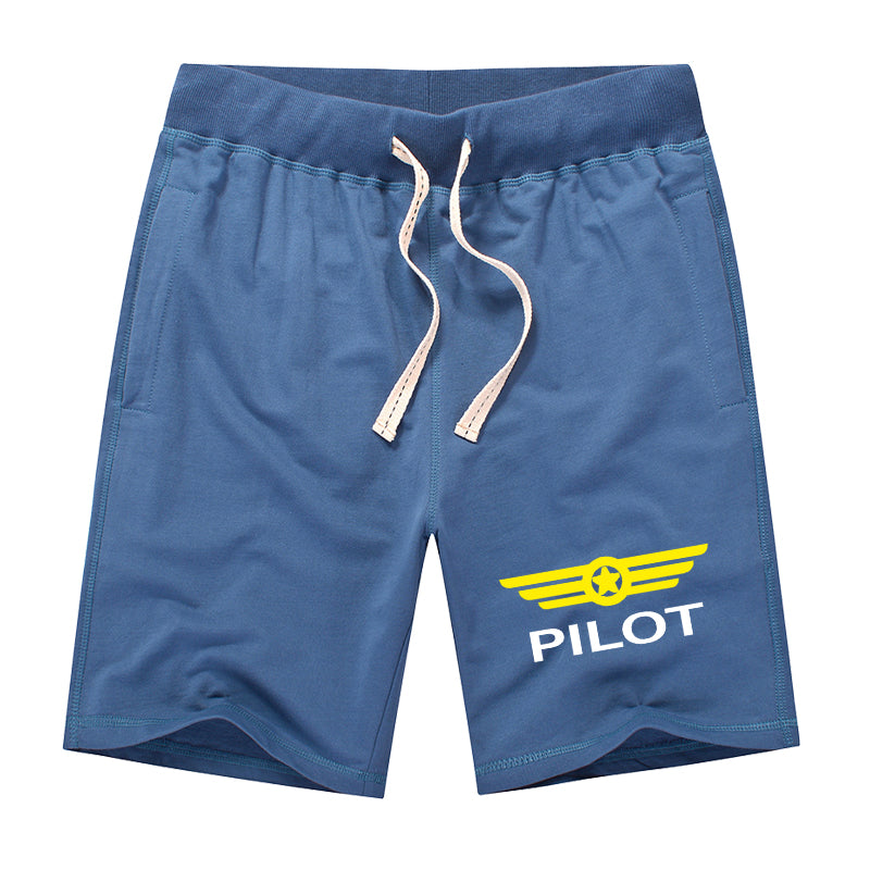 Pilot & Badge Designed Cotton Shorts