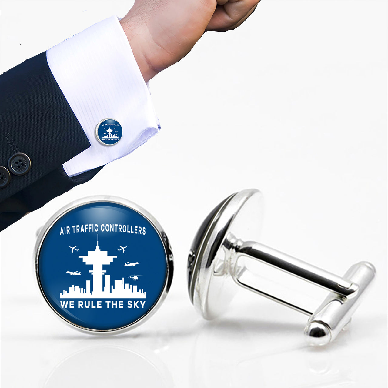 Air Traffic Controllers - We Rule The Sky Designed Cuff Links