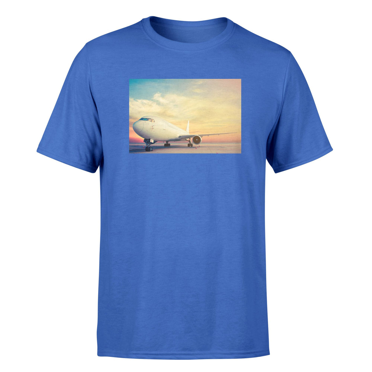 Parked Aircraft During Sunset Designed T-Shirts