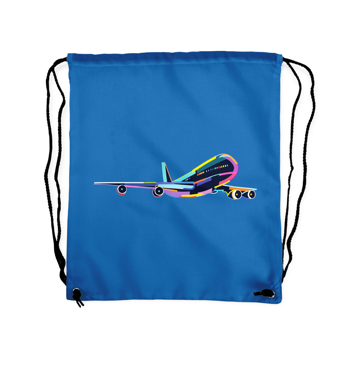 Multicolor Airplane Designed Drawstring Bags