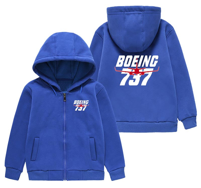 Amazing Boeing 737 Designed "CHILDREN" Zipped Hoodies