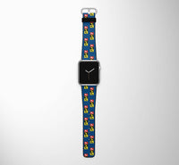 Thumbnail for Flat Colourful 747 Designed Leather Apple Watch Straps