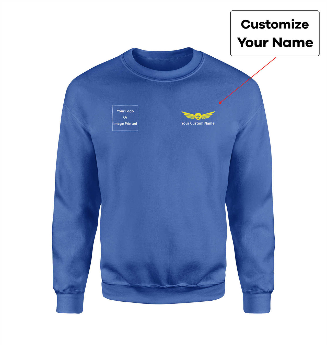 Side Your Custom Logos & Name (Badge 2) Designed Sweatshirts