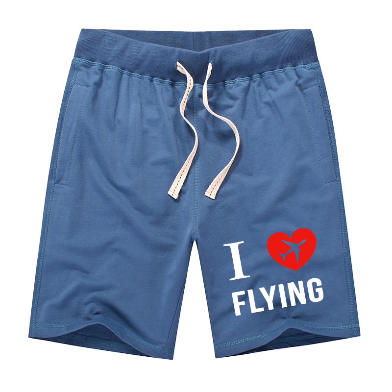 I Love Flying Designed Cotton Shorts