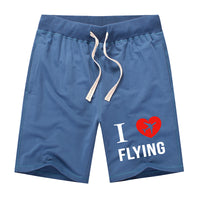 Thumbnail for I Love Flying Designed Cotton Shorts