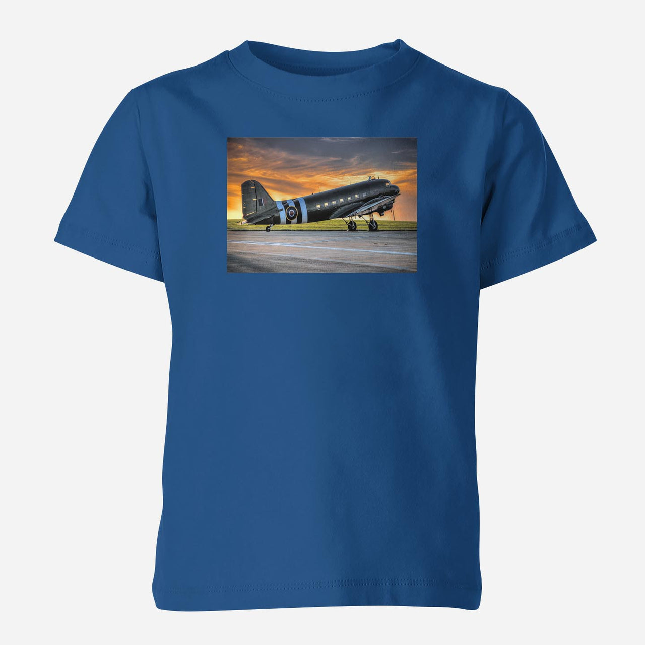 Old Airplane Parked During Sunset Designed Children T-Shirts