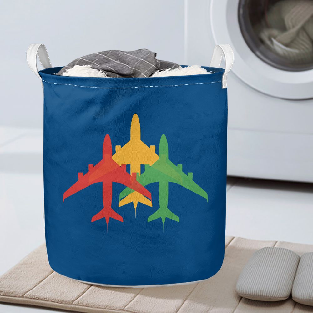 Colourful 3 Airplanes Designed Laundry Baskets