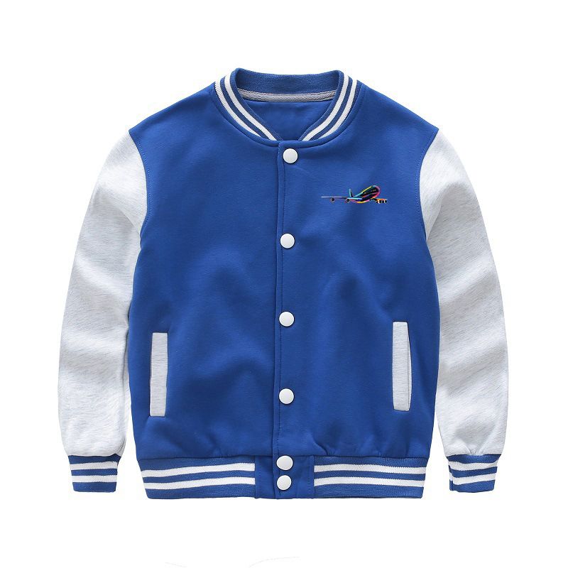 Multicolor Airplane Designed "CHILDREN" Baseball Jackets
