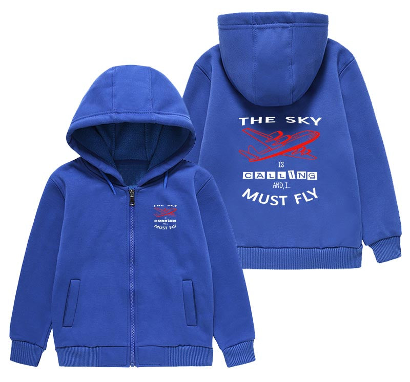 The Sky is Calling and I Must Fly Designed "CHILDREN" Zipped Hoodies