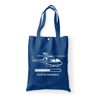Thumbnail for Pilot In Progress (Helicopter) Designed Tote Bags