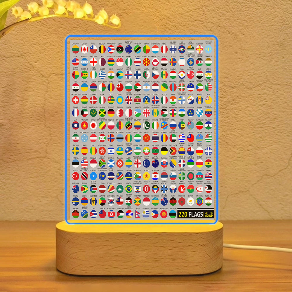 220 World's Flags Designed Night Lamp