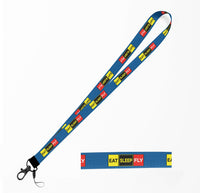 Thumbnail for Eat Sleep Fly (Colourful) Designed Lanyard & ID Holders