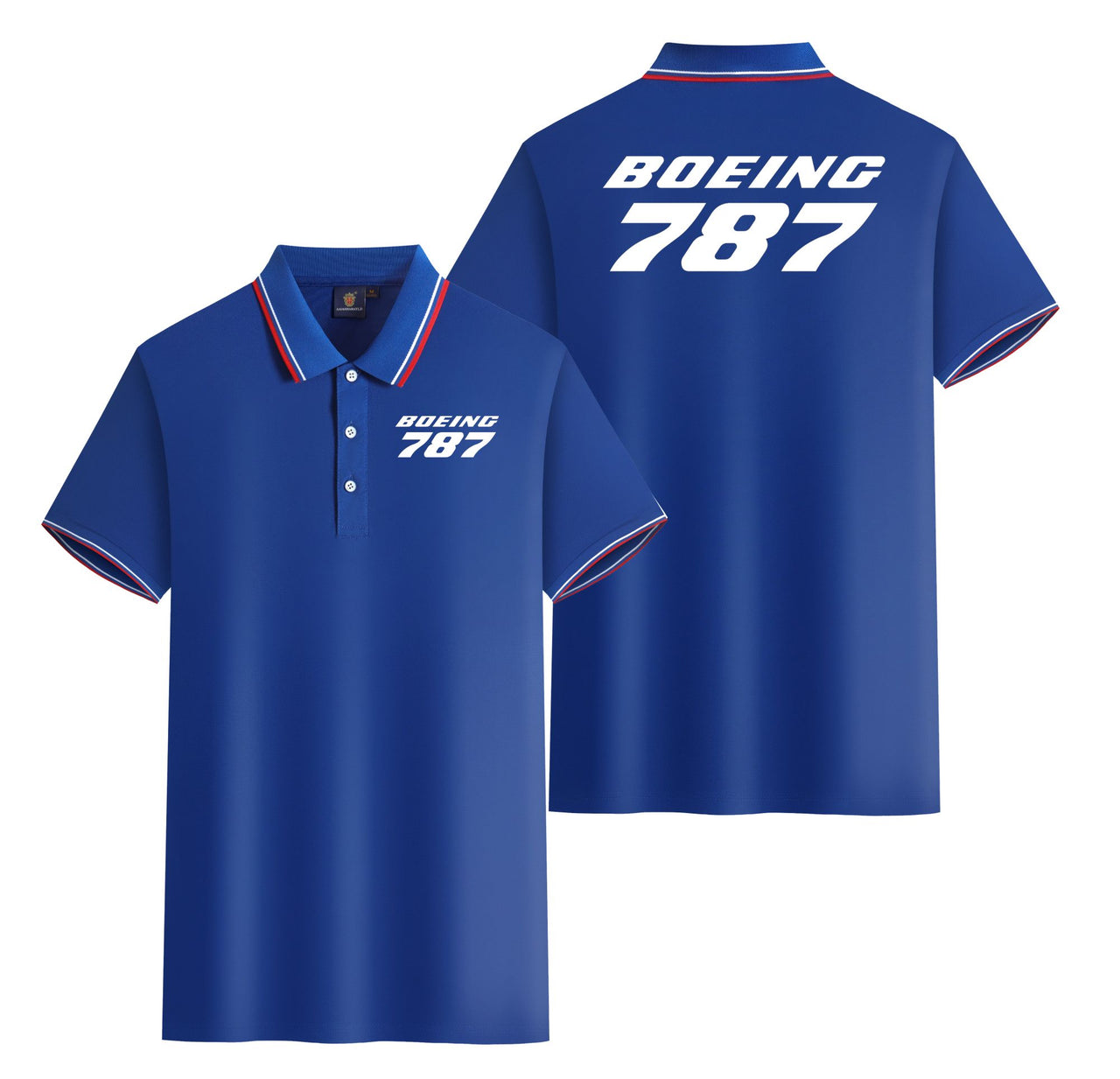 Boeing 787 & Text Designed Stylish Polo T-Shirts (Double-Side)