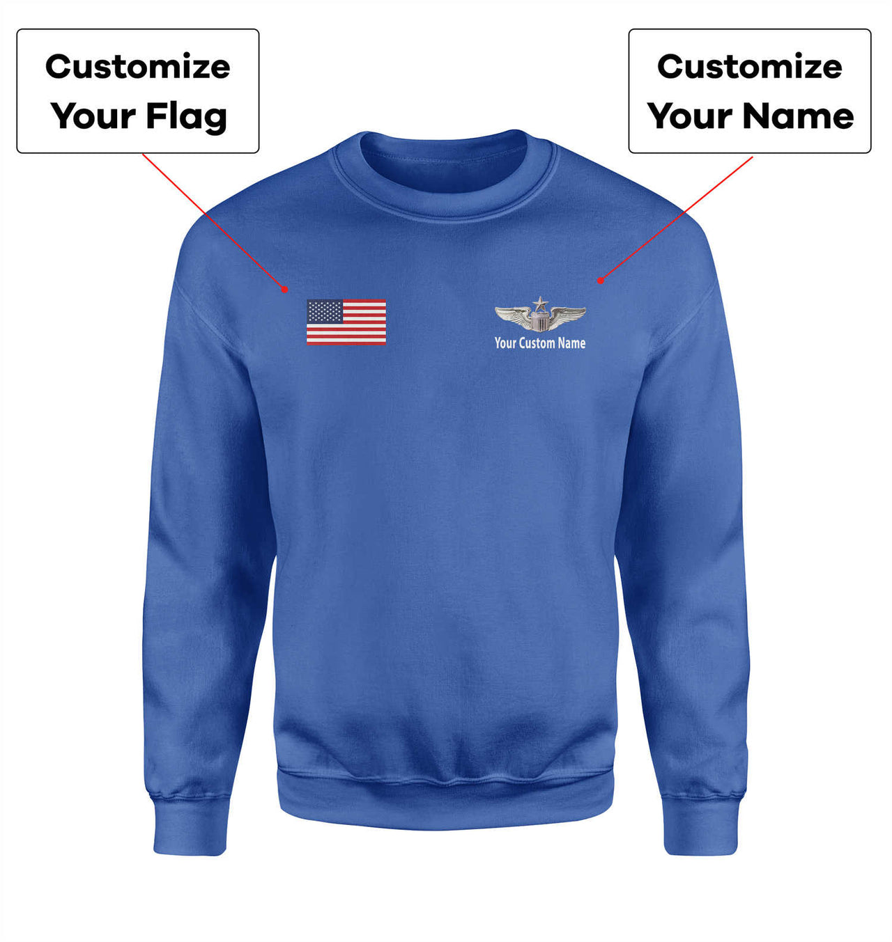 Custom Flag & Name with (US Air Force & Star) Designed 3D Sweatshirts