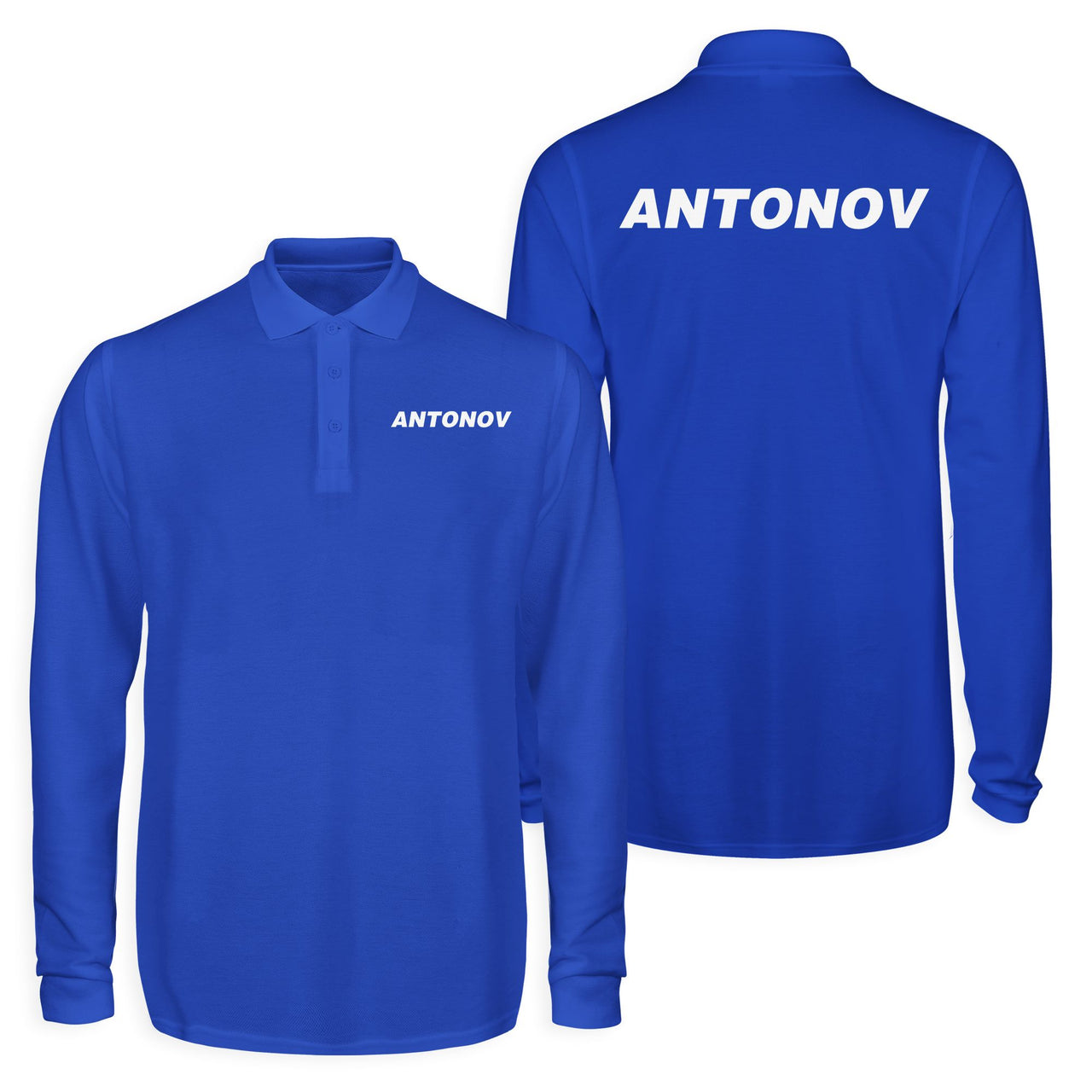 Antonov & Text Designed Long Sleeve Polo T-Shirts (Double-Side)