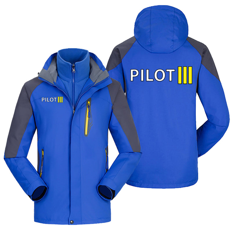 Pilot & Stripes (3 Lines) Designed Thick Skiing Jackets