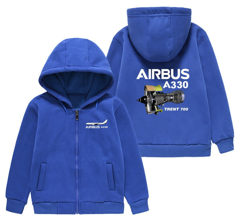 Airbus A330 & Trent 700 Engine Designed "CHILDREN" Zipped Hoodies