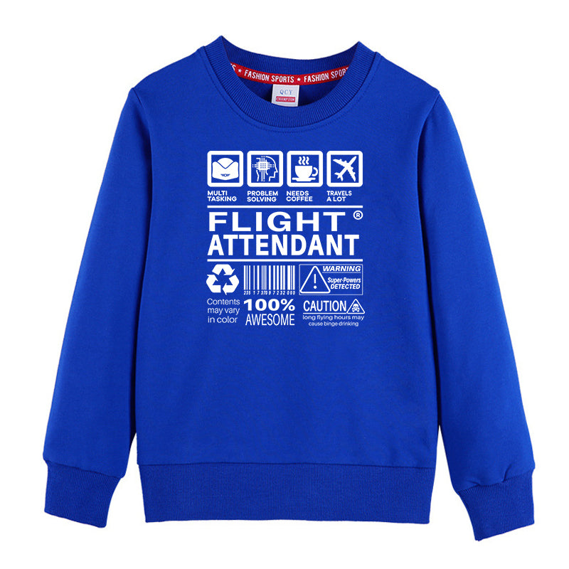 Flight Attendant Label Designed "CHILDREN" Sweatshirts