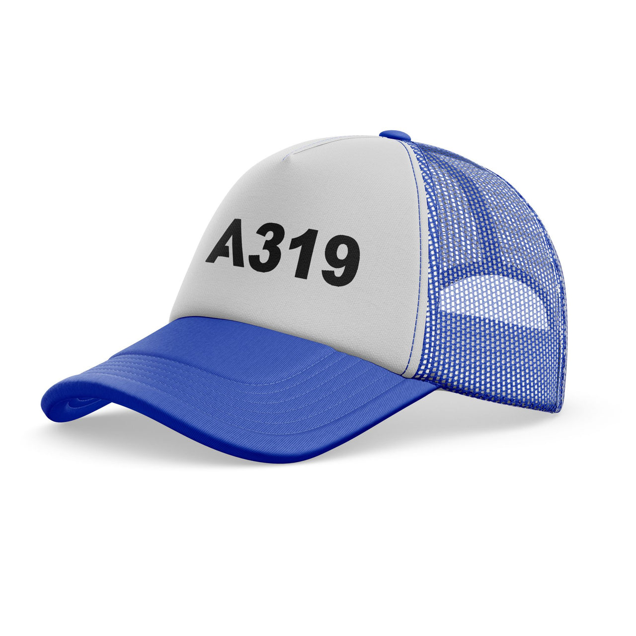 A319 Flat Text Designed Trucker Caps & Hats