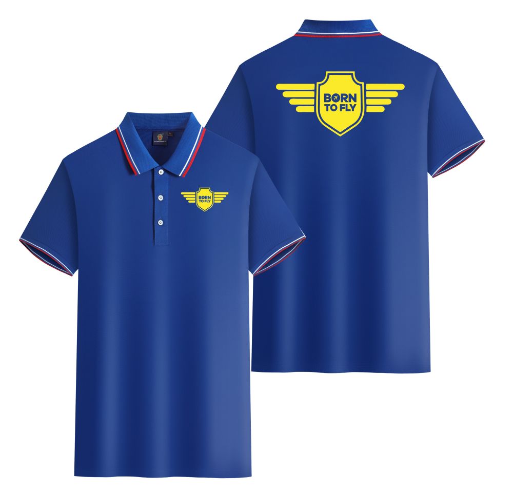 Born To Fly & Badge Designed Stylish Polo T-Shirts (Double-Side)