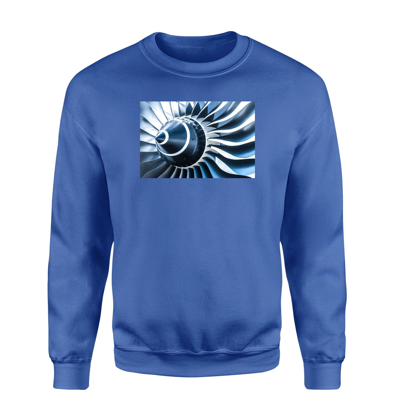 Blue Toned Super Jet Engine Blades Closeup Designed Sweatshirts