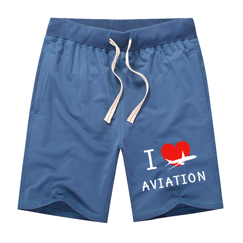 I Love Aviation Designed Cotton Shorts