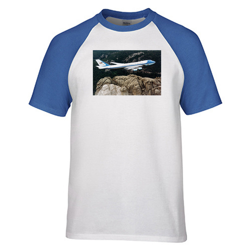 Cruising United States Of America Boeing 747 Designed Raglan T-Shirts