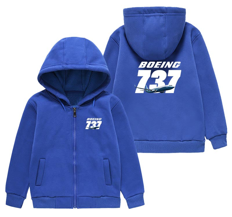 Super Boeing 737+Text Designed "CHILDREN" Zipped Hoodies