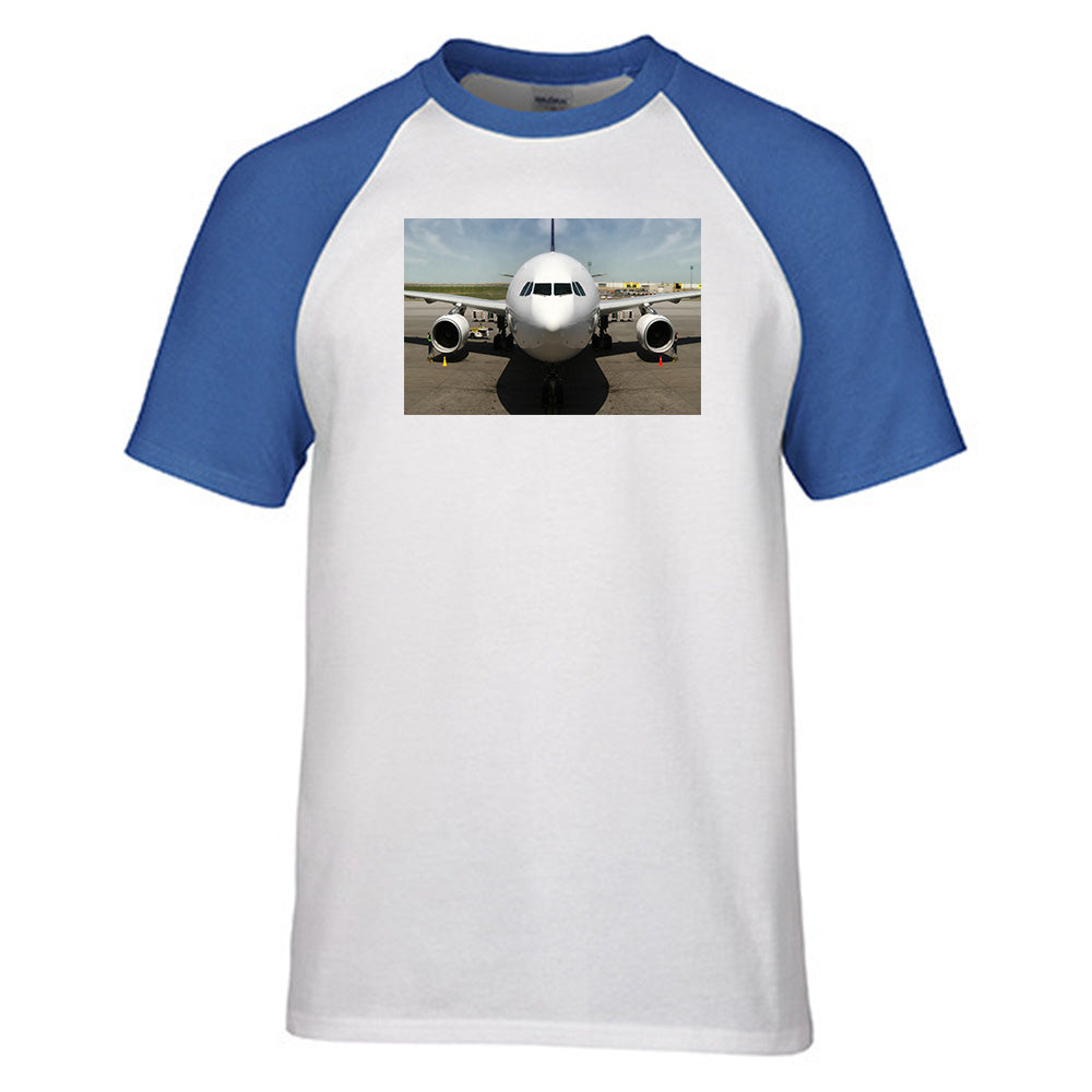 Face to Face with an Huge Airbus Designed Raglan T-Shirts