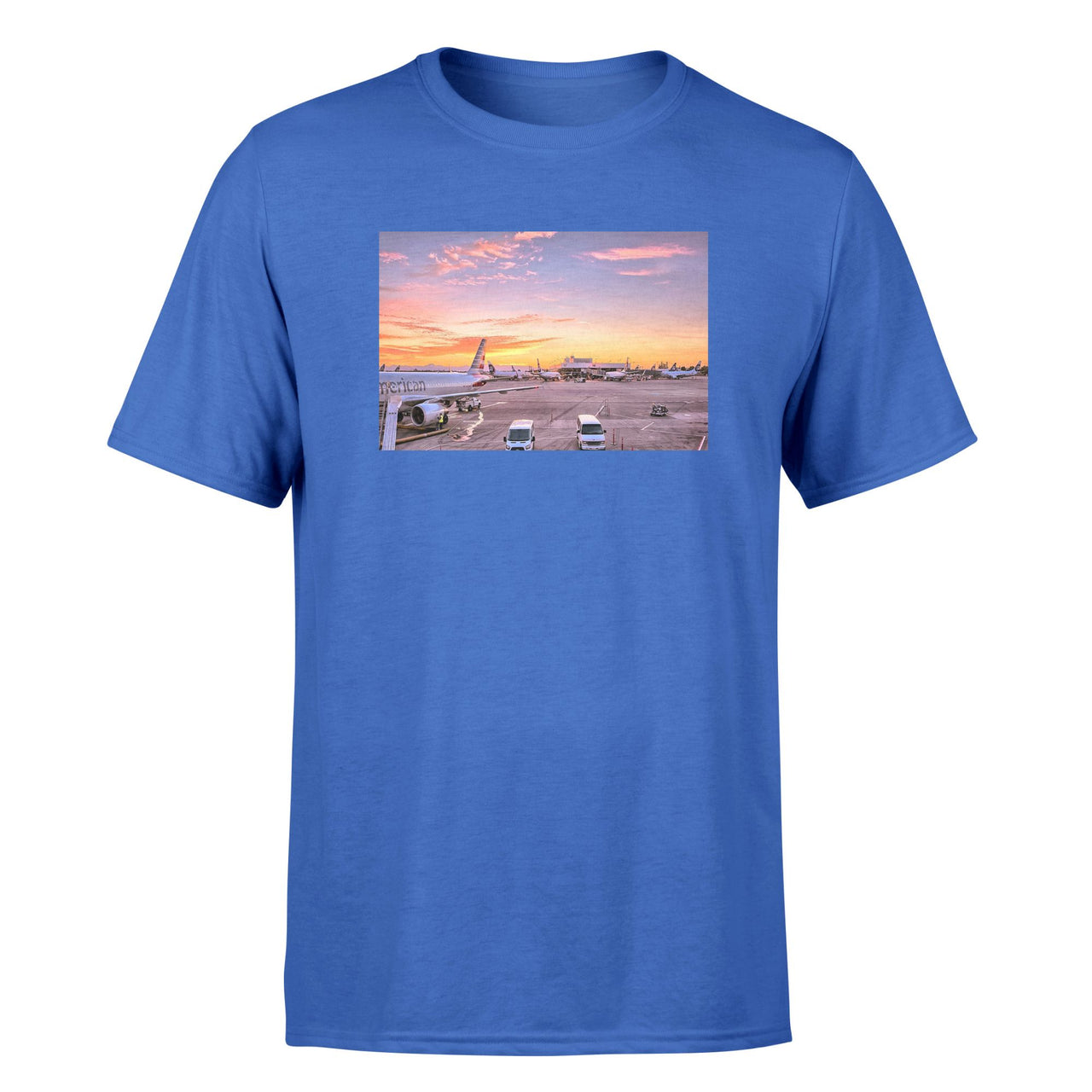 Airport Photo During Sunset Designed T-Shirts