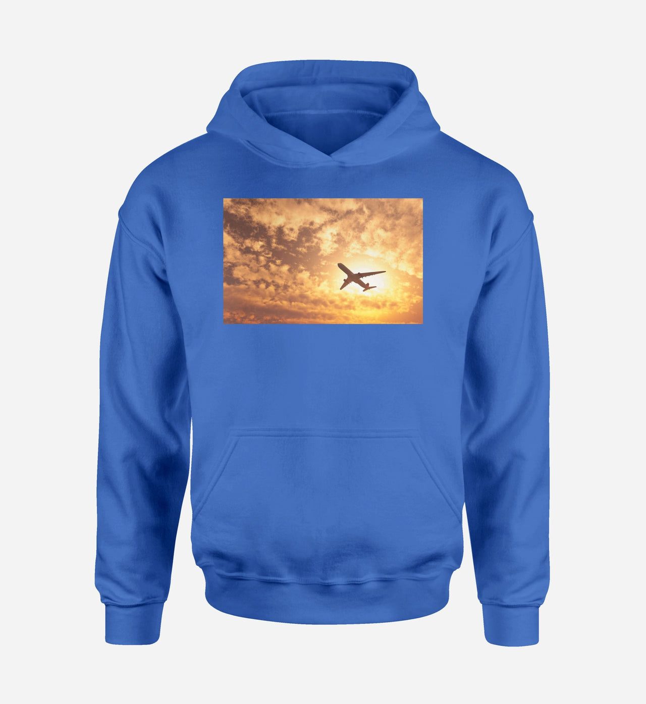 Plane Passing By Designed Hoodies