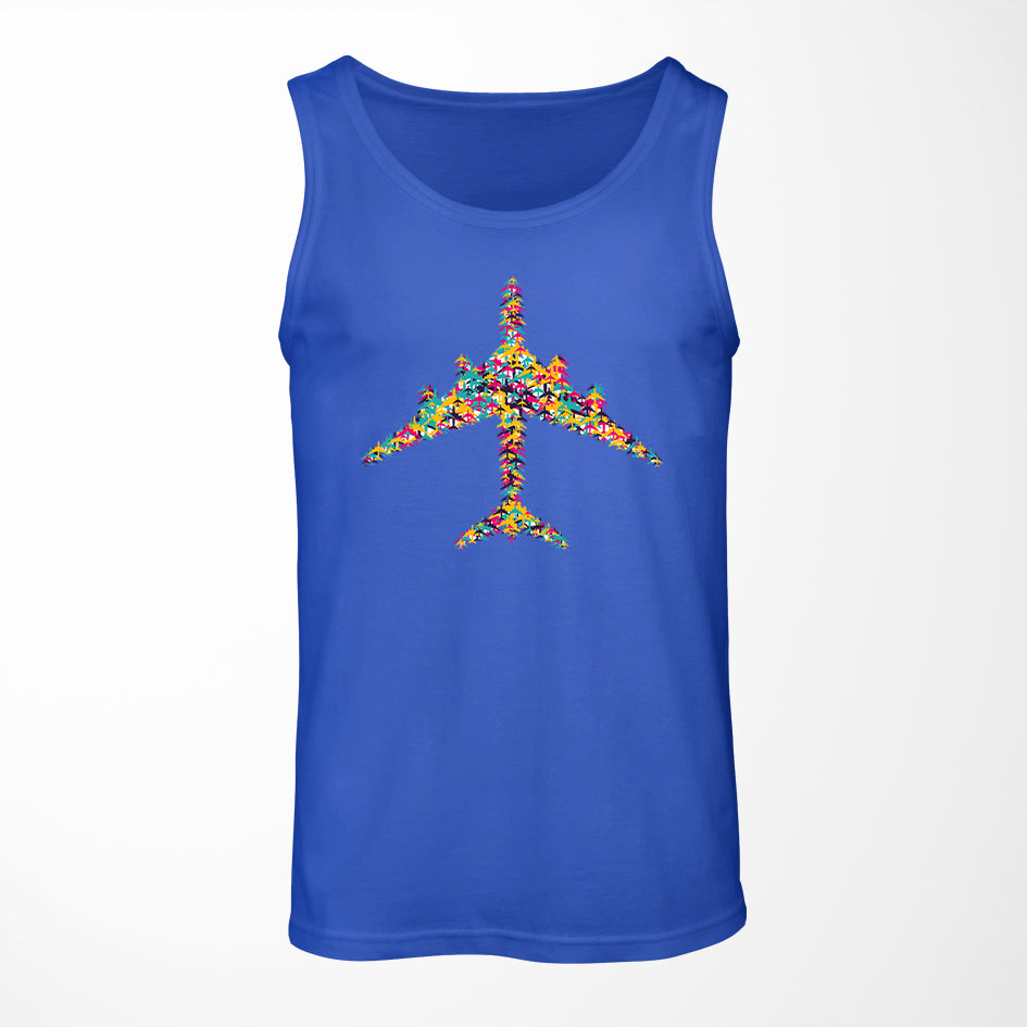 Colourful Airplane Designed Tank Tops