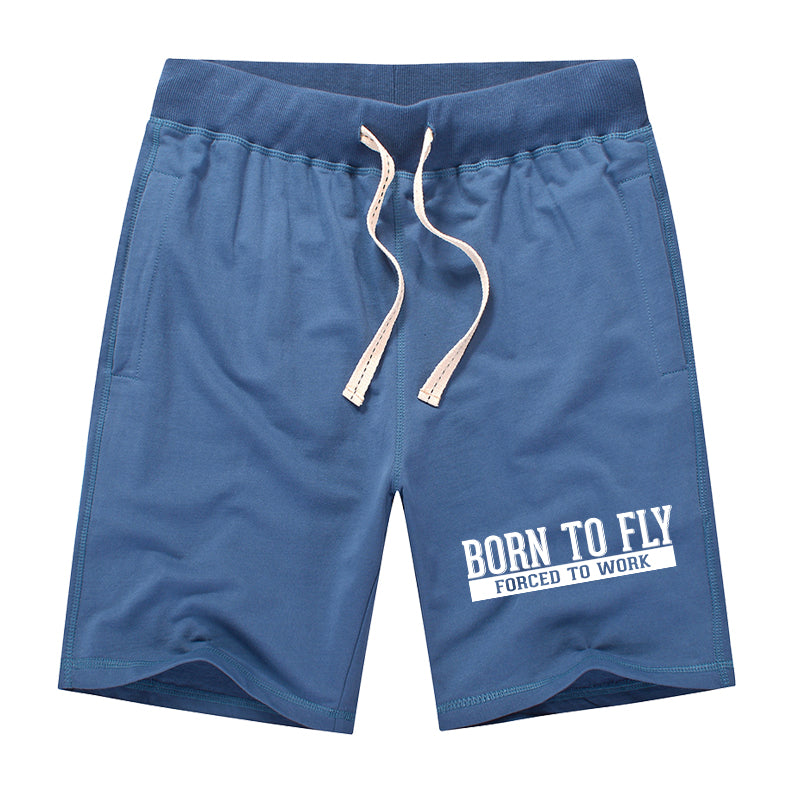 Born To Fly Forced To Work Designed Cotton Shorts