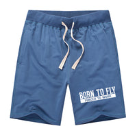 Thumbnail for Born To Fly Forced To Work Designed Cotton Shorts