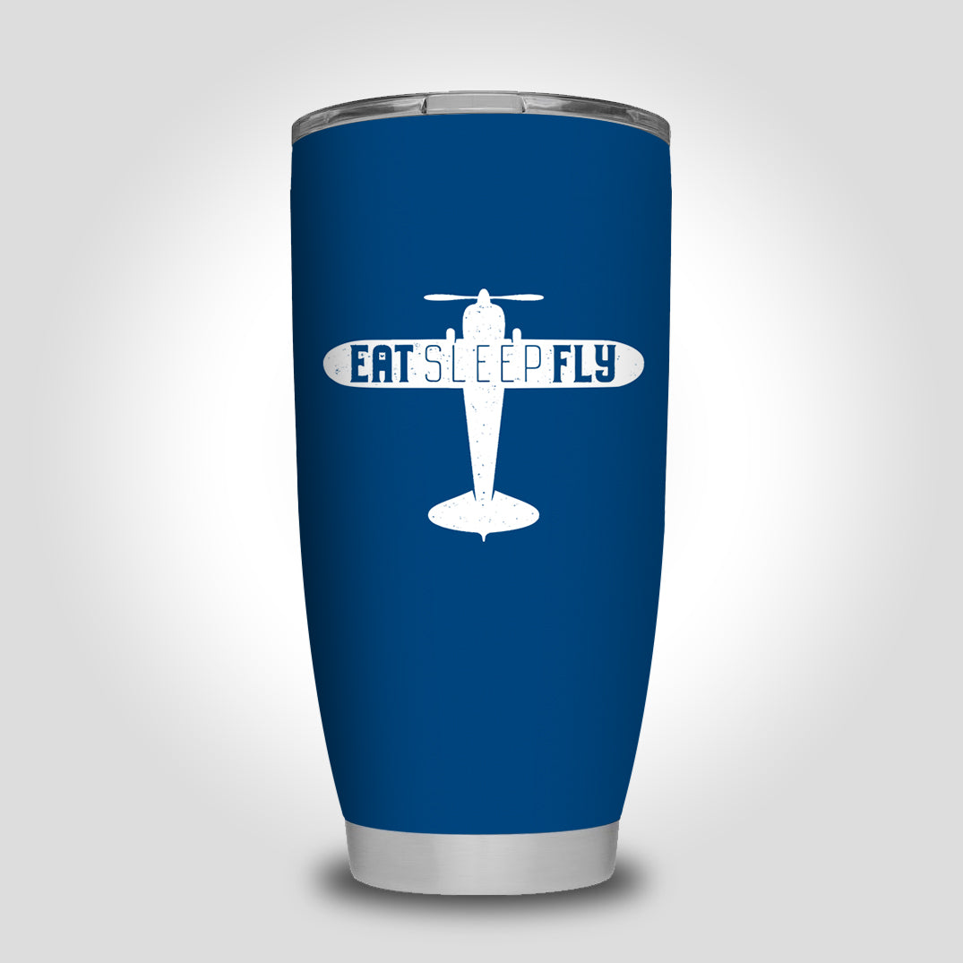 Eat Sleep Fly & Propeller Designed Tumbler Travel Mugs