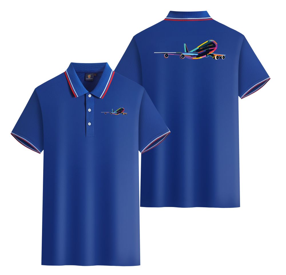 Multicolor Airplane Designed Stylish Polo T-Shirts (Double-Side)