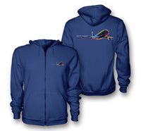 Thumbnail for Multicolor Airplane Designed Zipped Hoodies