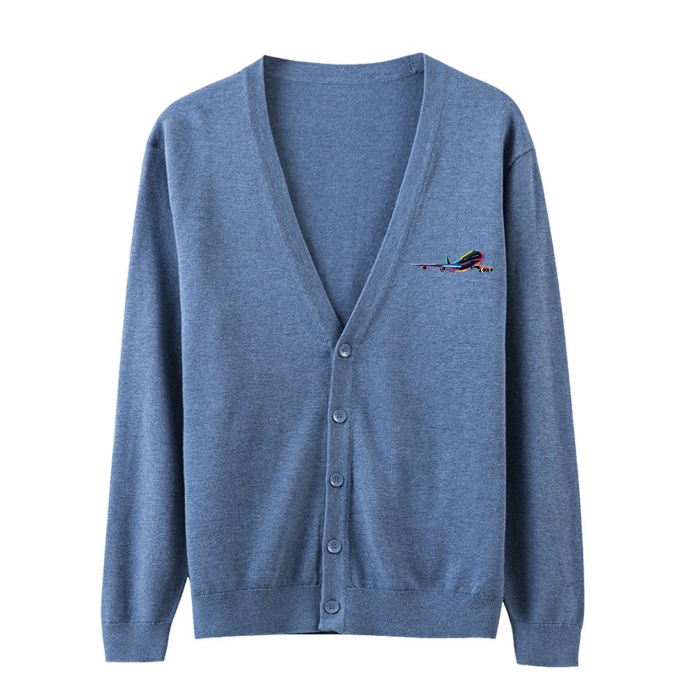 Multicolor Airplane Designed Cardigan Sweaters
