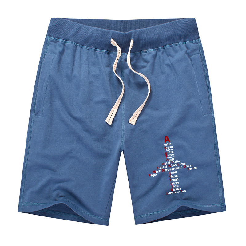 Airplane Shape Aviation Alphabet Designed Cotton Shorts