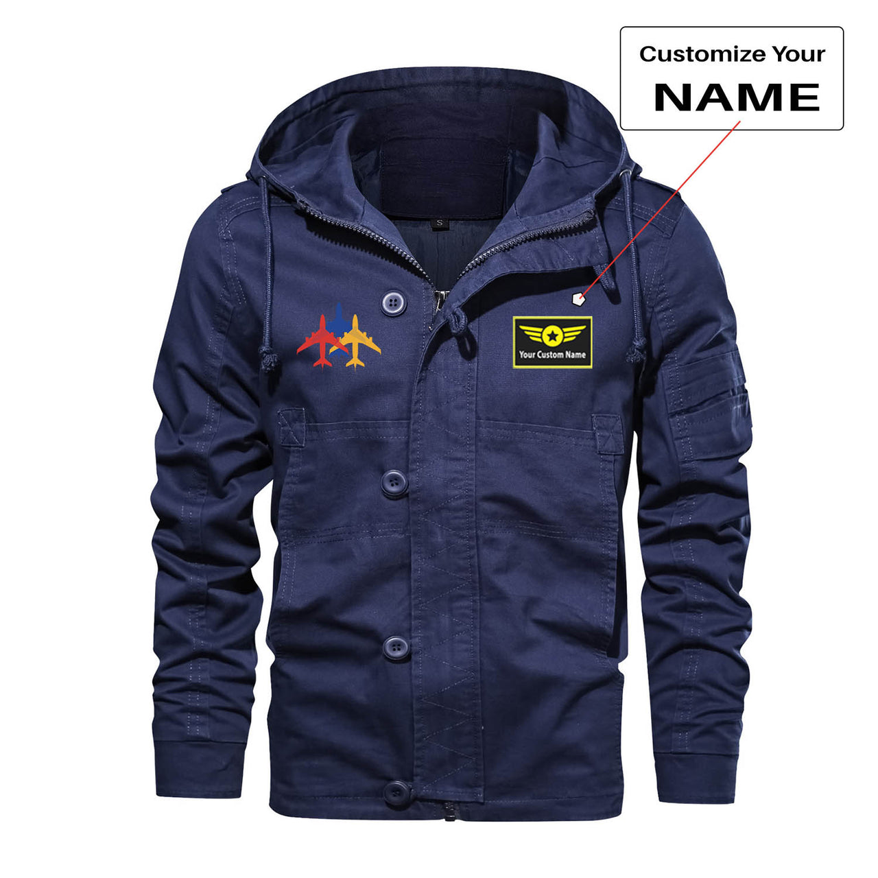 Colourful 3 Airplanes Designed Cotton Jackets