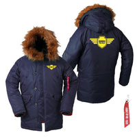 Thumbnail for Born To Fly & Badge Designed Parka Bomber Jackets