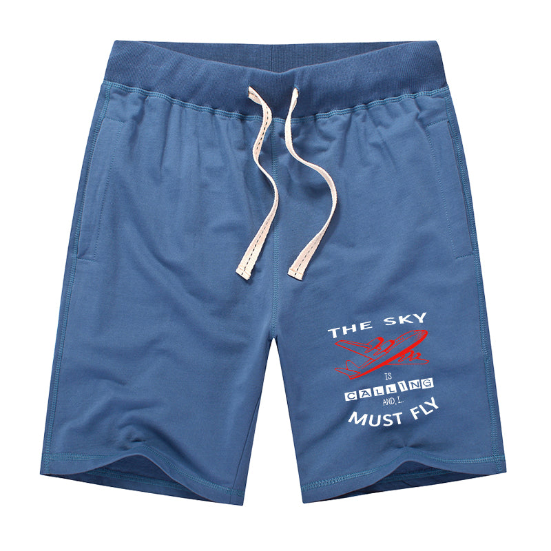 The Sky is Calling and I Must Fly Designed Cotton Shorts