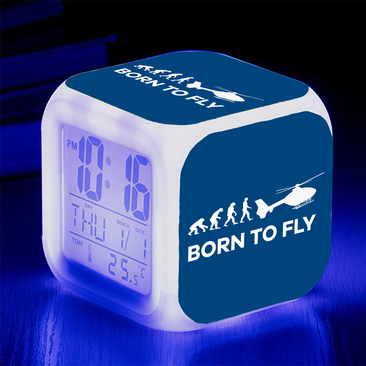 Born To Fly Helicopter Designed "7 Colour" Digital Alarm Clock