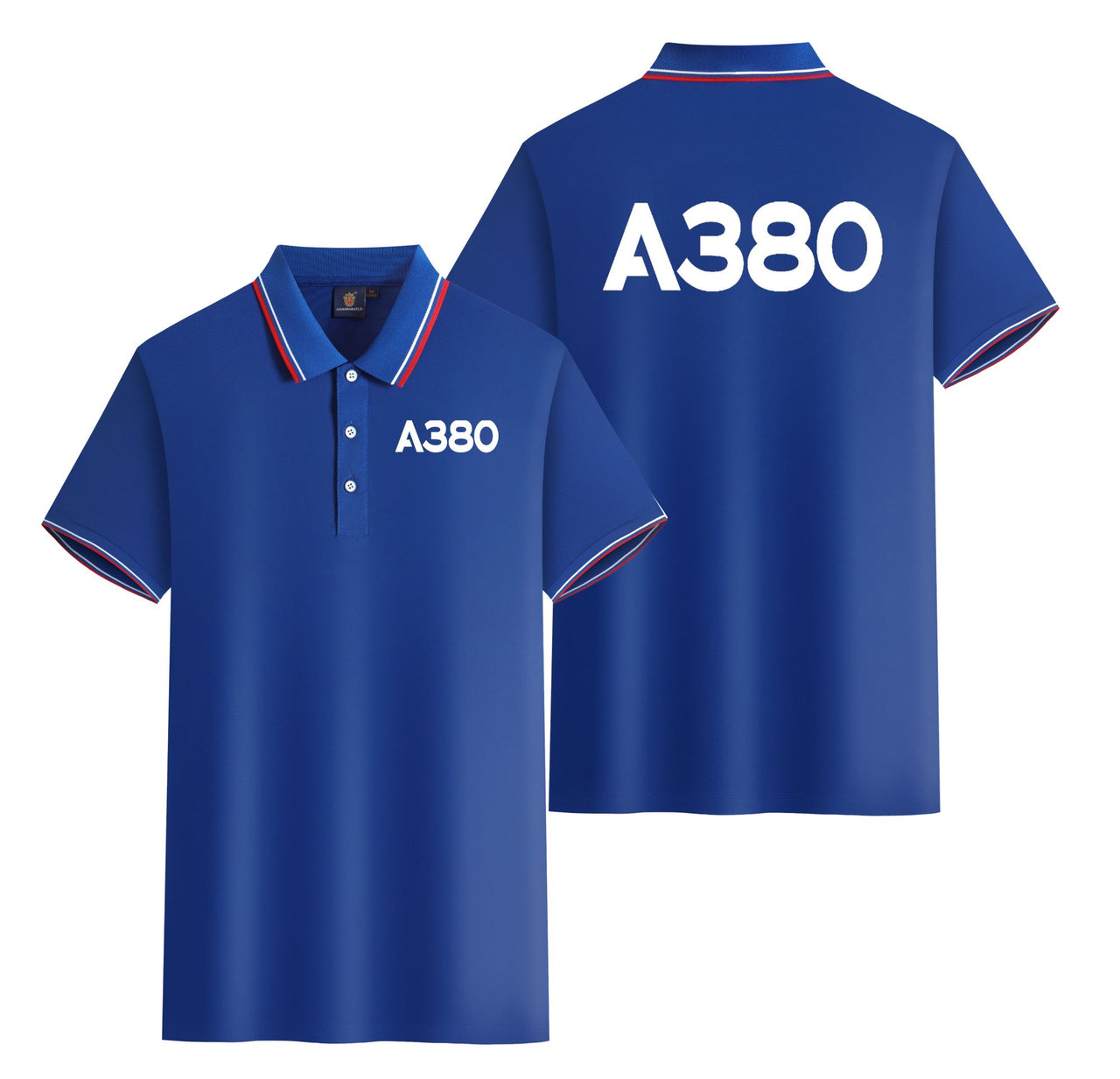 A380 Flat Text Designed Stylish Polo T-Shirts (Double-Side)