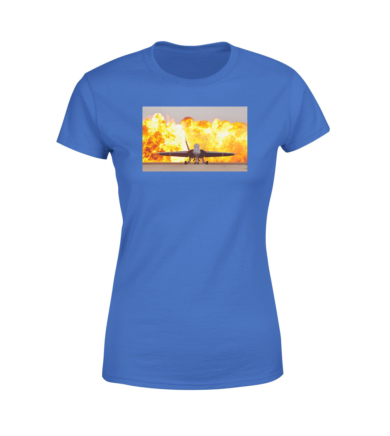 Face to Face with Air Force Jet & Flames Designed Women T-Shirts