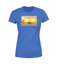 Thumbnail for Face to Face with Air Force Jet & Flames Designed Women T-Shirts