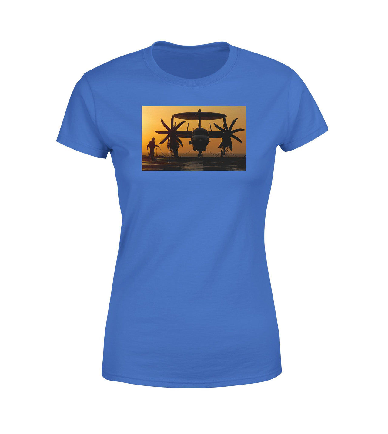 Military Plane at Sunset Designed Women T-Shirts